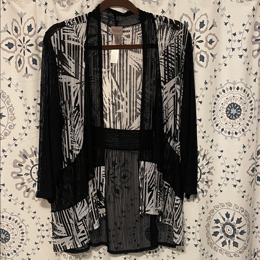 Chico’s Black & White Sheer Jacket - Size 3 = XL